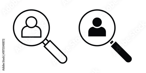 Hiring icon symbol. Icon in flat style and line. Black and white