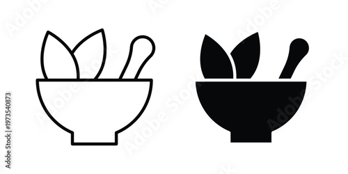 Homeopathy icon symbol. Icon in flat style and line. Black and white