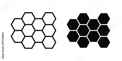 Honeycomb icon symbol. Icon in flat style and line. Black and white