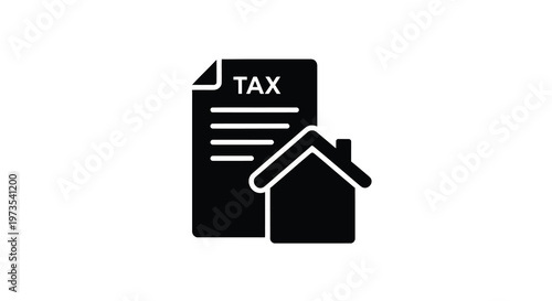 Tax payment concept with a house silhouette and tax document icon