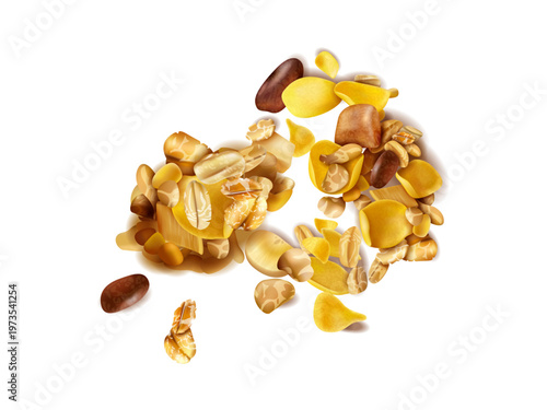 Muesli superfood breakfast bowl 3d render with grains nuts and dried fruits healthy nutrition concept for organic diet fitness lifestyle and clean eating food presentation isolated high detail