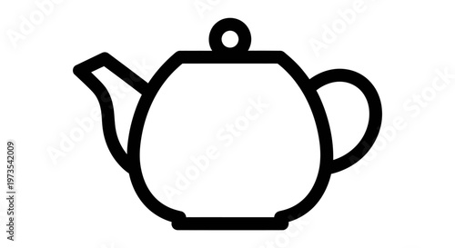 Teapot icon with a handle, spout, and lid depicted in a minimalist black-and-white outline style.