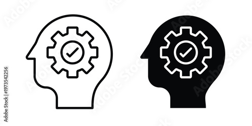 Interpretation icon symbol. Icon in flat style and line. Black and white