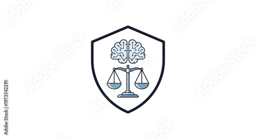 Law Justice Brain Shield Icon Symbol.