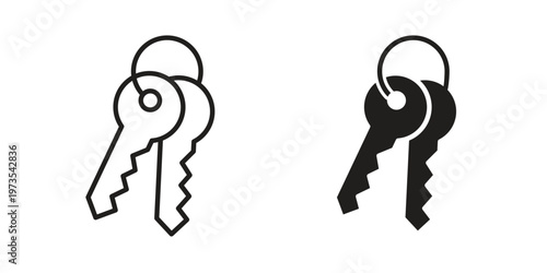 Keys icon symbol. Icon in flat style and line. Black and white