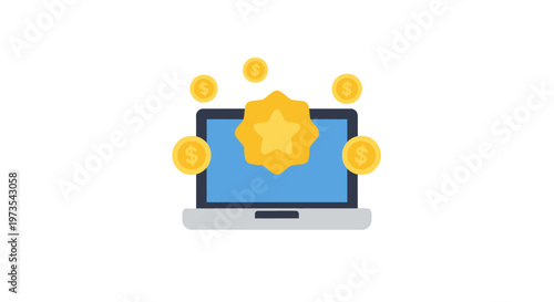 Laptop with money coming out.