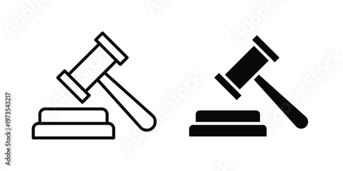 Law icon symbol. Icon in flat style and line. Black and white