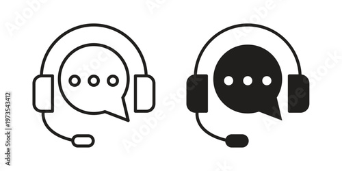 Live chat icon symbol. Icon in flat style and line. Black and white