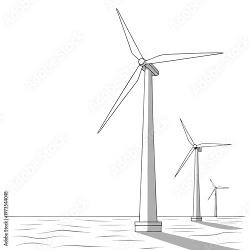 Wind turbines in the ocean water renewable energy sustainable