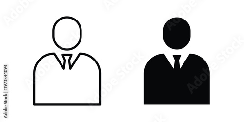 Manager icon symbol. Icon in flat style and line. Black and white