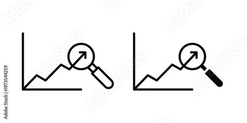 Market prediction icon symbol. Icon in flat style and line. Black and white