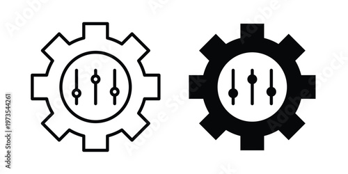 Mass customization icon symbol. Icon in flat style and line. Black and white