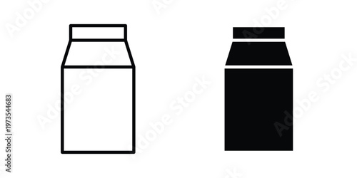 Milk icon symbol. Icon in flat style and line. Black and white