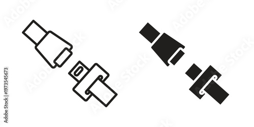 Open seat belt icon symbol. Icon in flat style and line. Black and white