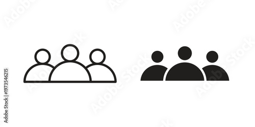 people icon symbol. Icon in flat style and line. Black and white