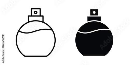 Perfume icon symbol. Icon in flat style and line. Black and white