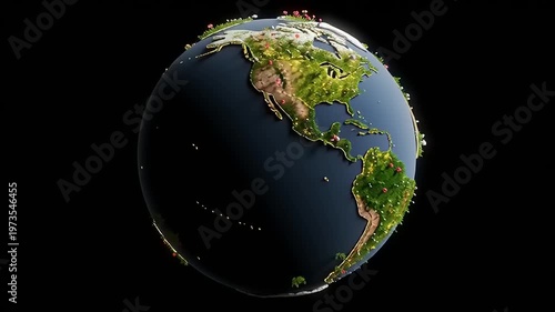 Rotating Earth Globe Planet View.