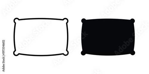 Pillow icon symbol. Icon in flat style and line. Black and white