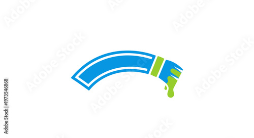 Paintbrush with blue paint on tip.