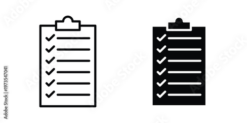 Planning icon symbol. Icon in flat style and line. Black and white