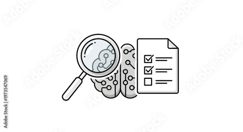 Magnifying glass on a document checklist.
