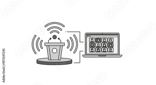 Microphone connected to a laptop computer.
