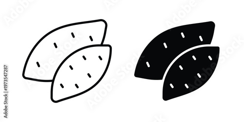Potato icon symbol. Icon in flat style and line. Black and white