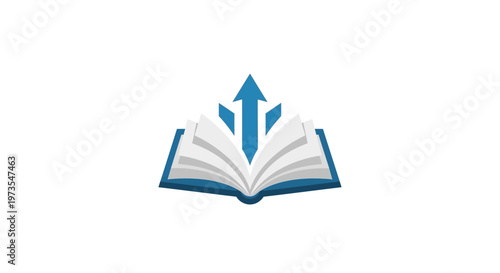 Open Book with Blue Arrows Rising.