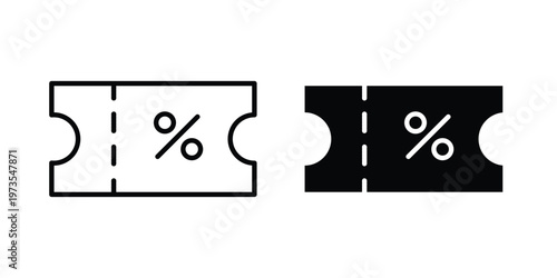 Promo code icon symbol. Icon in flat style and line. Black and white