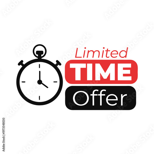 Bicycle clock with limited time offer banner in red and black