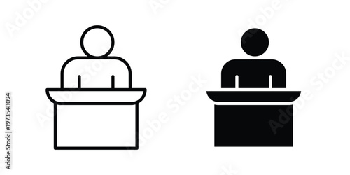 Public speaker icon symbol. Icon in flat style and line. Black and white