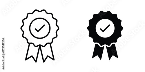 Quality Guarantee Icon symbol. Icon in flat style and line. Black and white