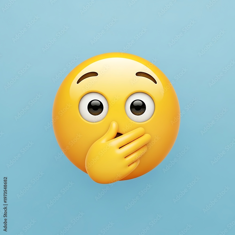 Fototapeta premium Emoji Covering Mouth - A Symbol of Silence and Surprise.
