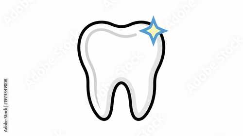 Sparkling Clean Healthy Tooth Icon for Dental Hygiene and Oral Care Concepts