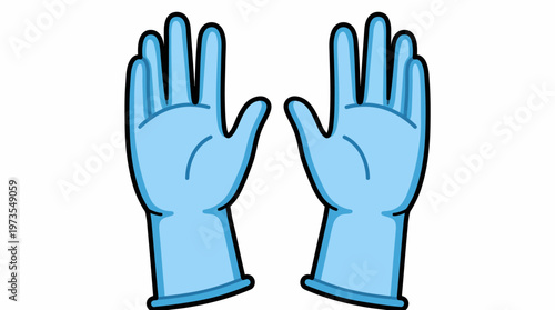 Vibrant Blue Protective Gloves Illustration for Safety, Hygiene, and Cleaning Concepts