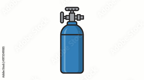 Blue Compressed Gas Cylinder Icon with Valve for Industrial and Medical Use