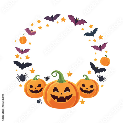 ハロウィンかぼちゃ円形フレーム背景素材