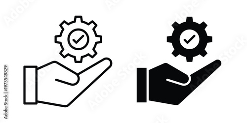 Service offer icon symbol. Icon in flat style and line. Black and white