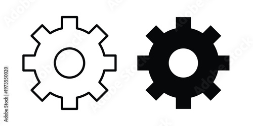 Settings icon symbol. Icon in flat style and line. Black and white