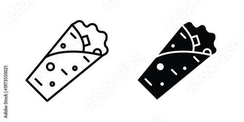 Shawarma icon symbol. Icon in flat style and line. Black and white