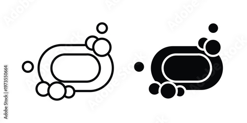 Soap with bubbles icon symbol. Icon in flat style and line. Black and white