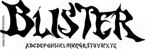 Blister Flame Gothic Font Alphabet – Distorted Fire Display Typeface with Dark Aggressive Style for Metal Band Logos, Horror Posters, Album Covers & Intense Typography Design