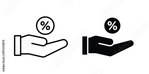 Take credit icon symbol. Icon in flat style and line. Black and white