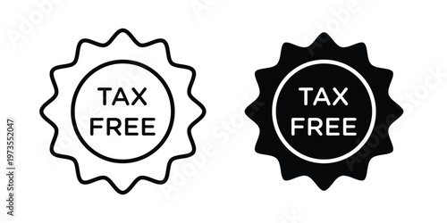 Tax free icon symbol. Icon in flat style and line. Black and white