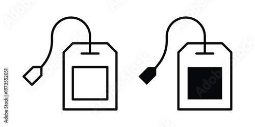 Tea bag icon symbol. Icon in flat style and line. Black and white