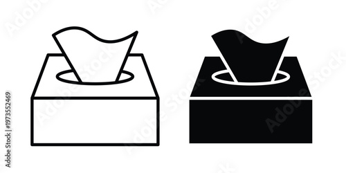 Tissue icon symbol. Icon in flat style and line. Black and white