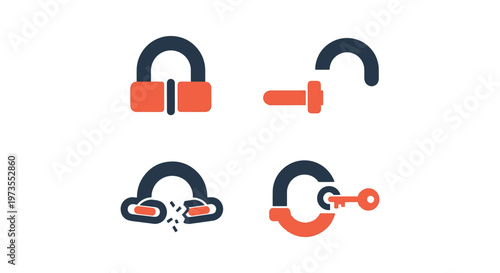 Shackles Line art vector set creative simple shapes