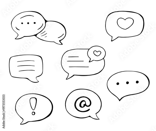 Chat speech bubbles doodle icon communication message social media illustration