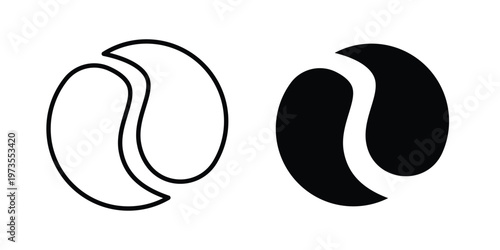 Under the eye patches icon symbol. Icon in flat style and line. Black and white