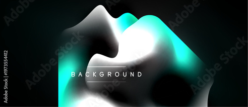 Abstract fluid shapes, teal and gray hues, dark background. Modern design element for digital projects. Minimalist aesthetic.